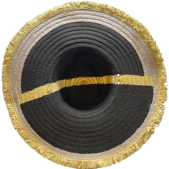 Black Painted Wide Brim Straw Hat main image 9